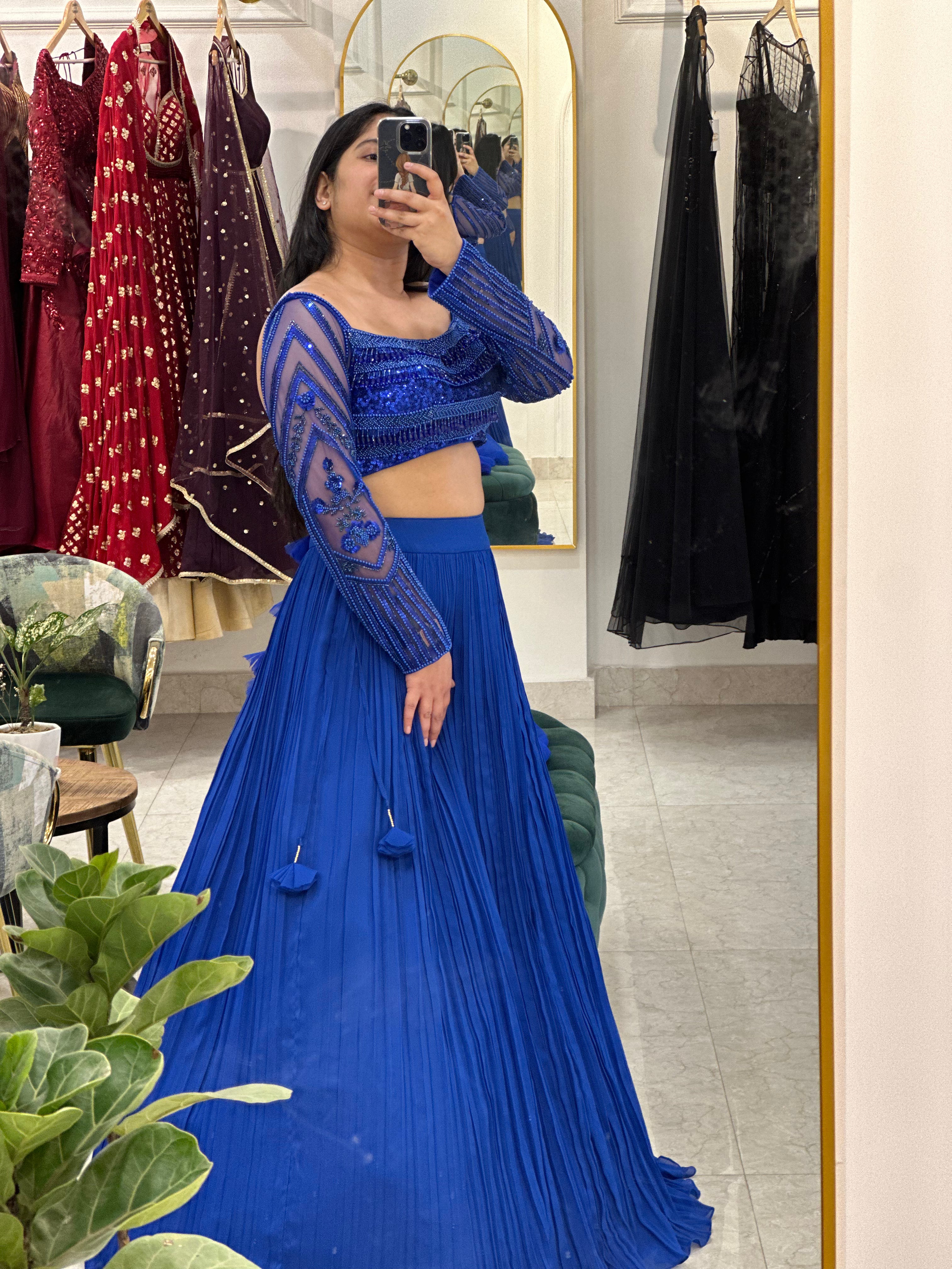 BLUE BEADED LEHENGA